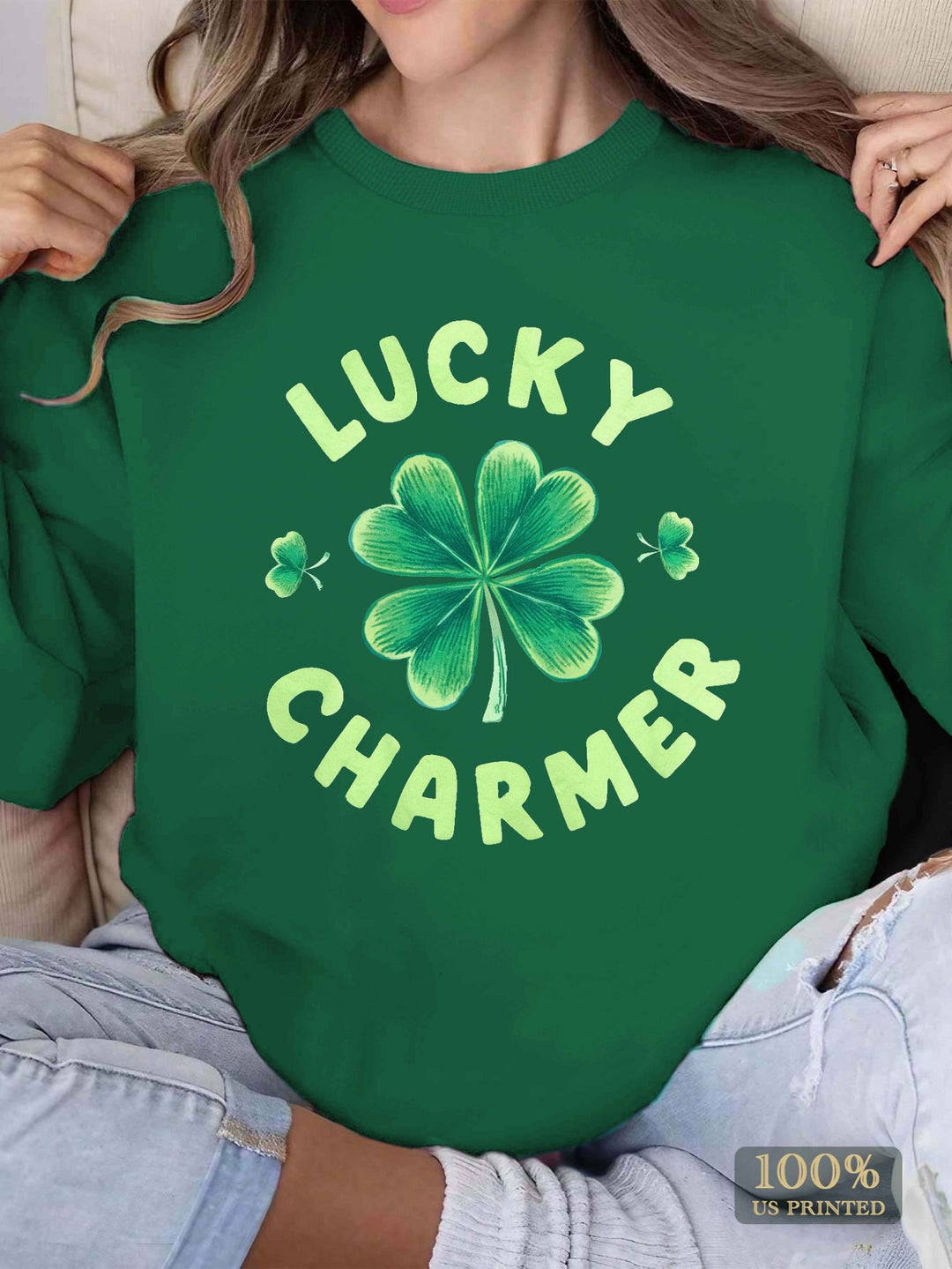 Damen Sweatshirt mit trendigem Klee-Design und inspirierendem Schriftzug Drune