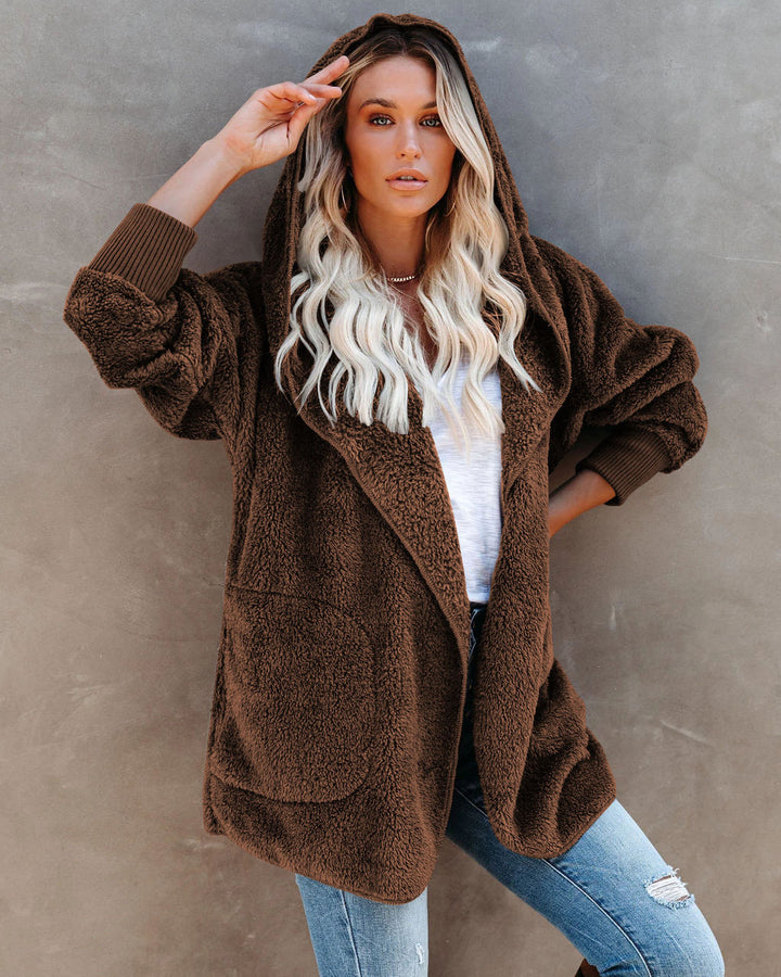 Damen Kuschelige Hoodie Jacke Drune