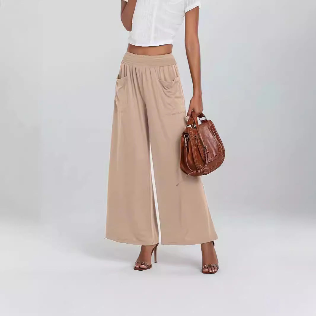 Damen Weite, luftige Palazzo-Hose mit elastischem Bund und praktischen Taschen Drune
