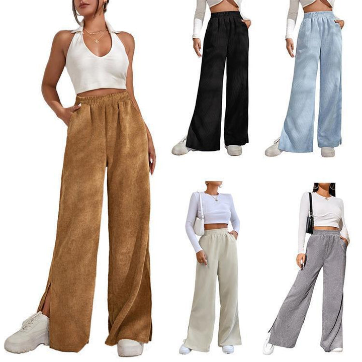 Damen Weite Plissierte Hose mit elastischem Bund und praktischen Taschen Drune