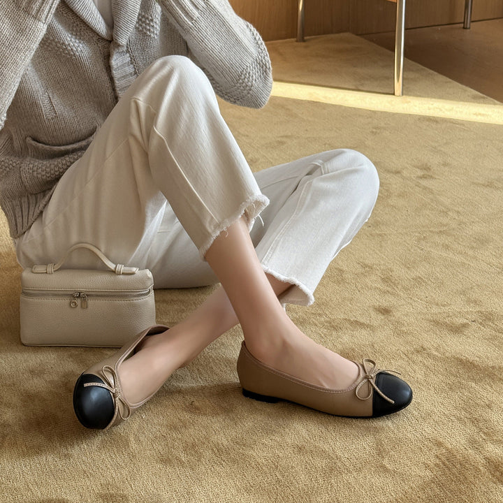 Damen Ballerinas mit modischem Schleifen-Detail und eleganter Farbkontrast Drune
