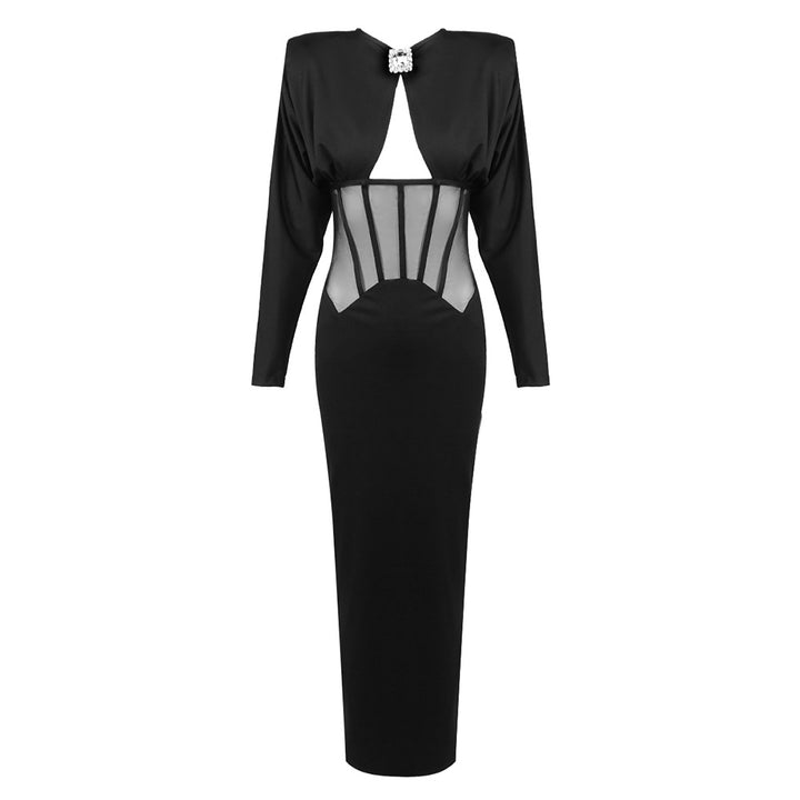 Damen Elegantes Abendkleid mit transparenten Einsätzen und figurbetontem Design Drune