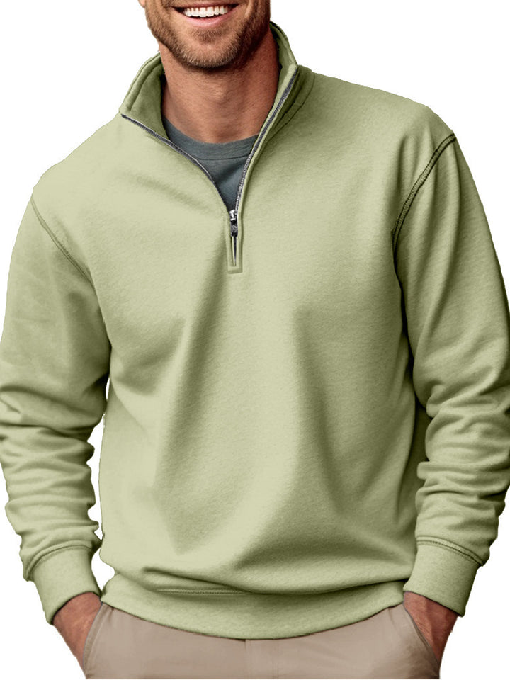 Herren nan Halbzip-Sweatshirt mit Stehkragen und weichem Fleece-Innenfutter Drune
