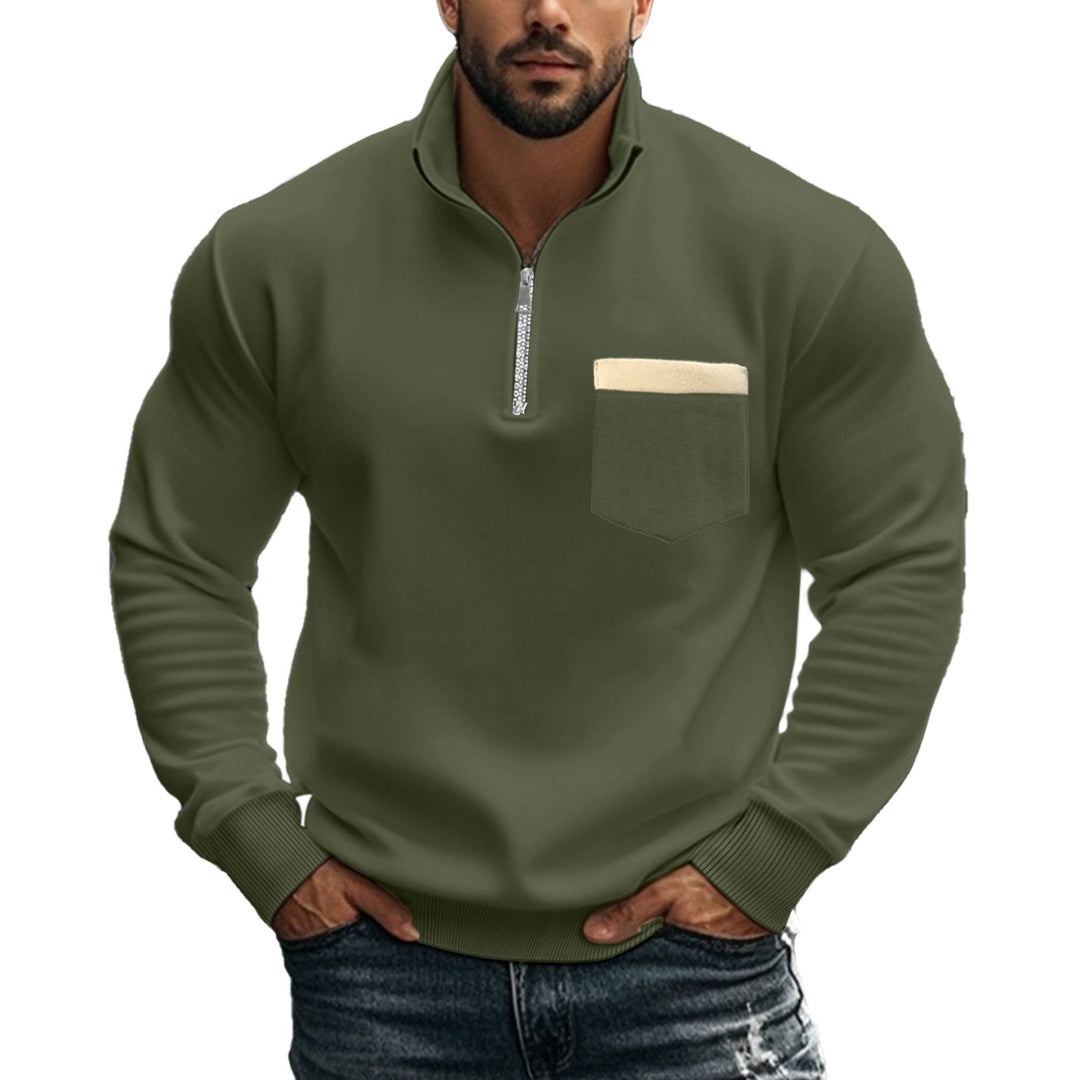 Herren nan thermischer Halbzip-Pullover mit Stehkragen und wärmendem Fleece-Innenfutter Drune