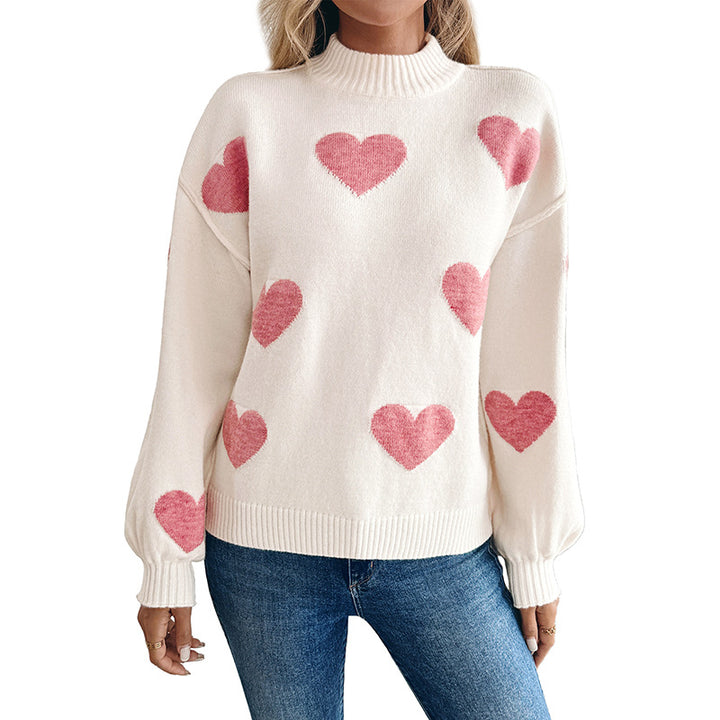 Damen lässiger Pullover mit Herzmotiv Drune