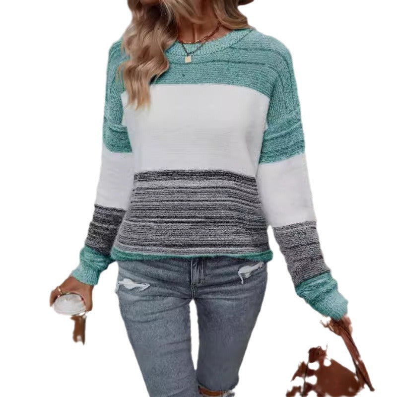 Damen lässiger Pullover mit modernem Streifenmuster und weichem Material Drune