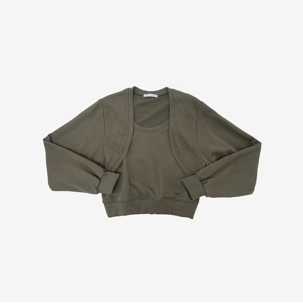 Damen cropped Sweatjacke mit weichen Ärmeln Drune