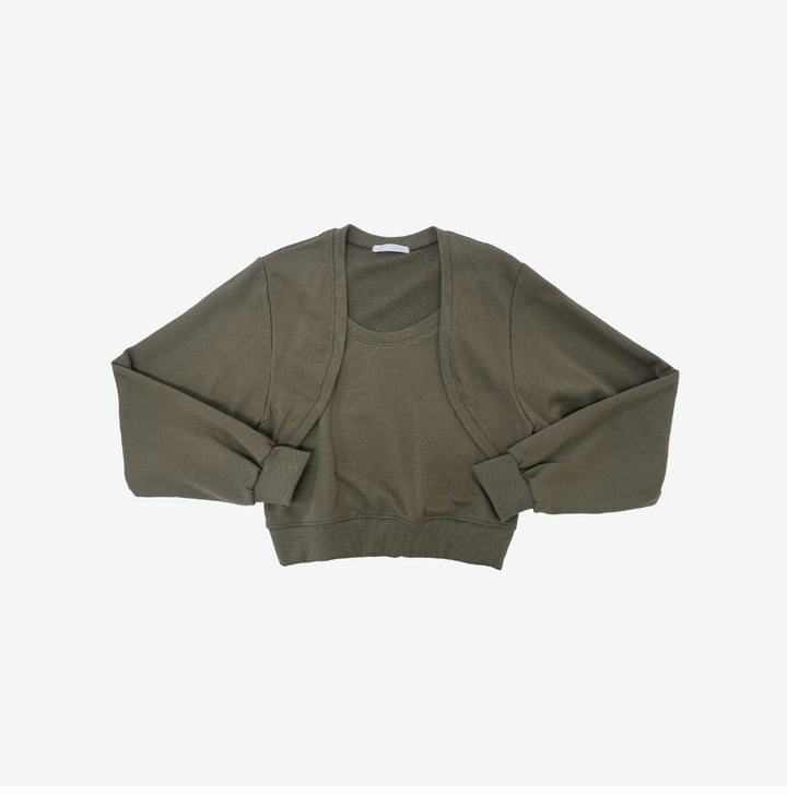 Damen cropped Sweatjacke mit weichen Ärmeln Drune