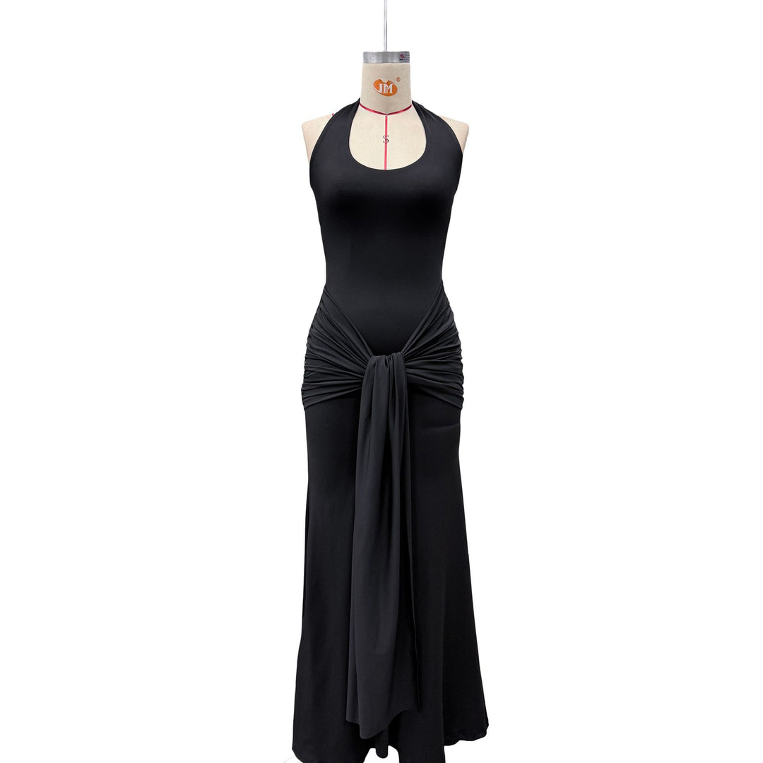 Damen Maxikleid mit elegantem Halterneck und raffinierten Drapierungen Drune