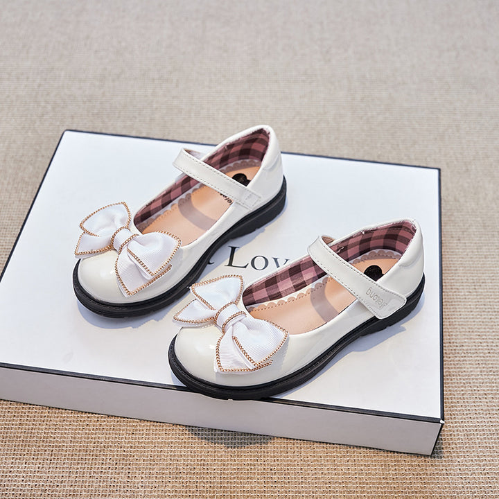Mädchen Ballerina Schuhe mit verstellbarem Riemen und dekorativem Schleifenakzent Drune