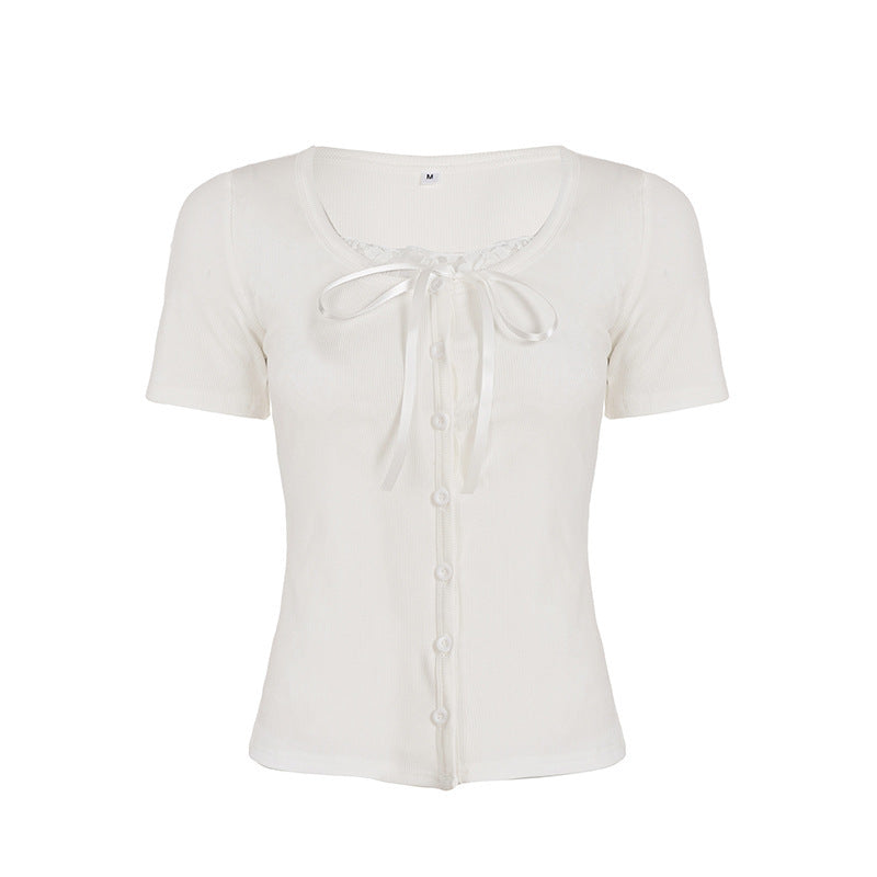 Damen Spitzen-Oberteil mit schulterfreiem Design und eleganter Schnürung Drune