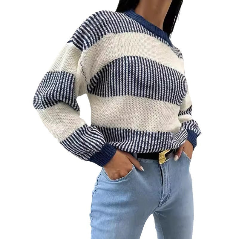Damen Strickpullover mit modernen Blockstreifen Drune