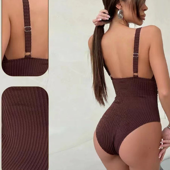 Drune | Bedruckter Tankini-Badeanzug mit Neckholder und Falten