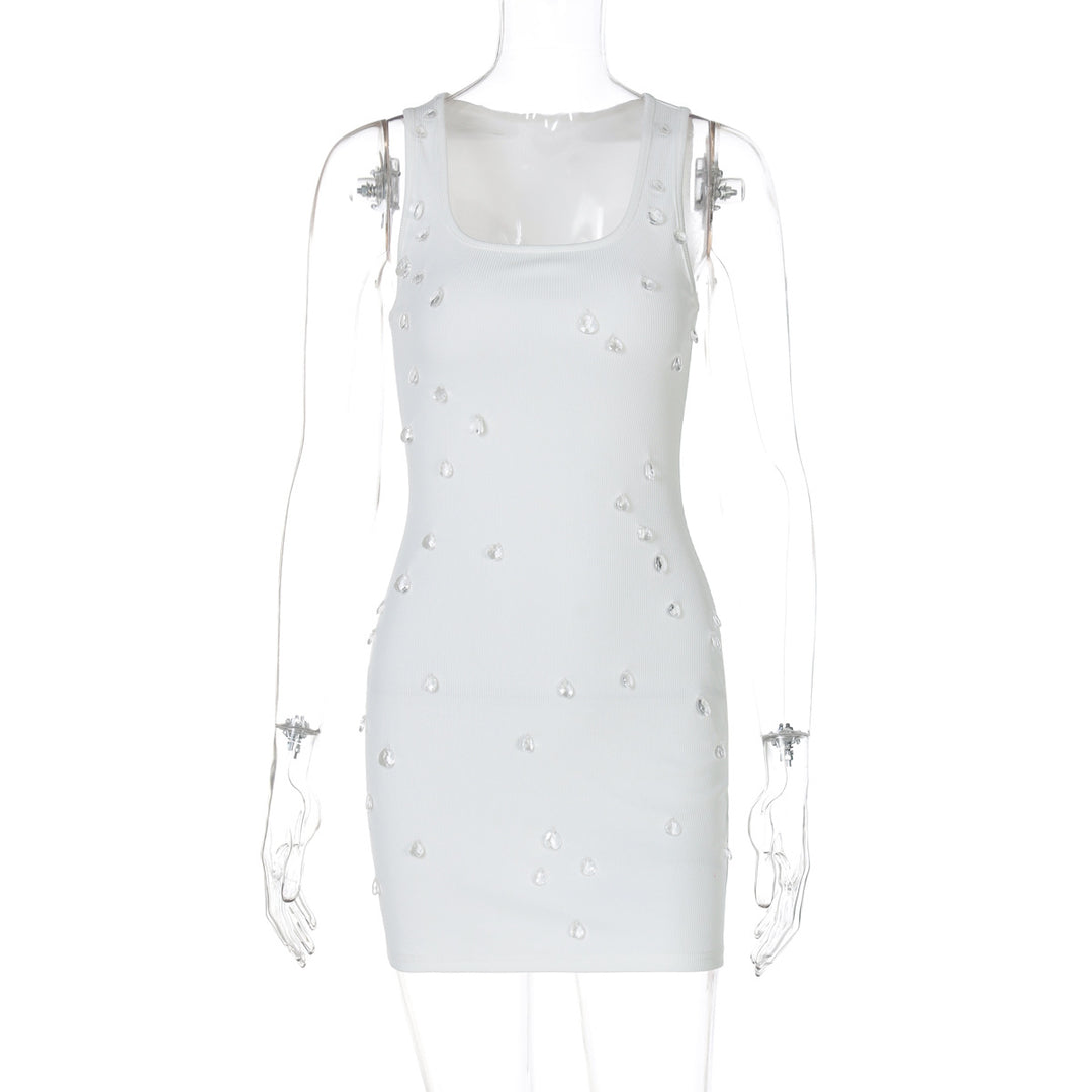 Damen Figurbetontes Minikleid mit Glitzersteinverzierungen Drune