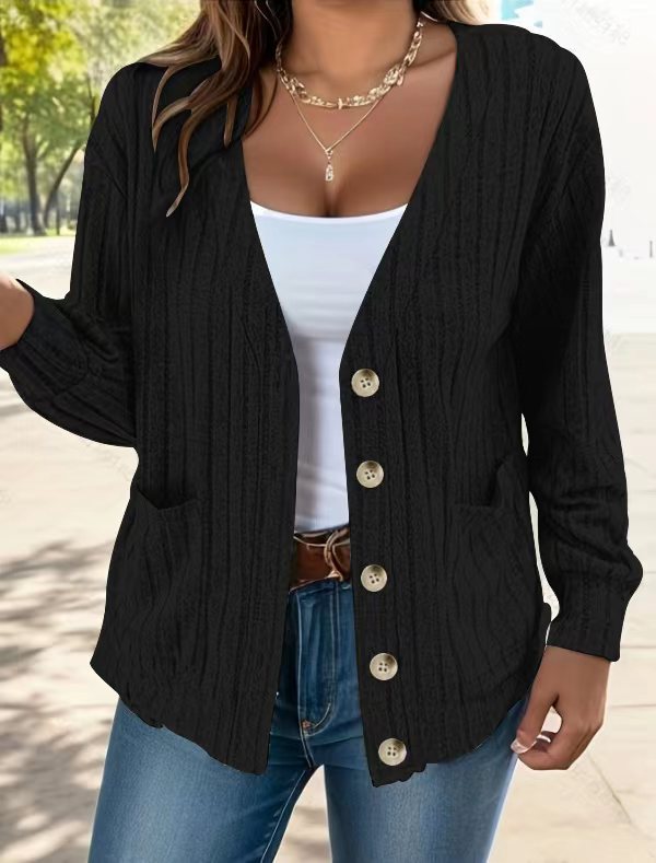 Damen Strickjacke mit Knopfleiste und seitlichen Taschen Drune