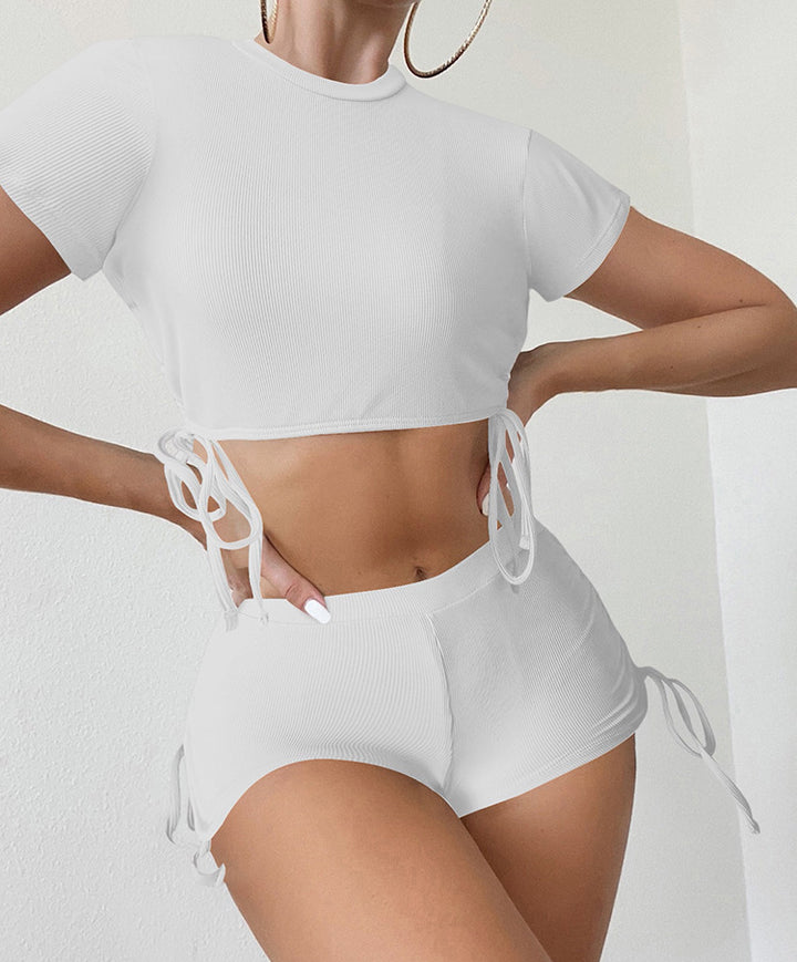 Damen Sportliches Crop-Top und Shorts-Set Drune