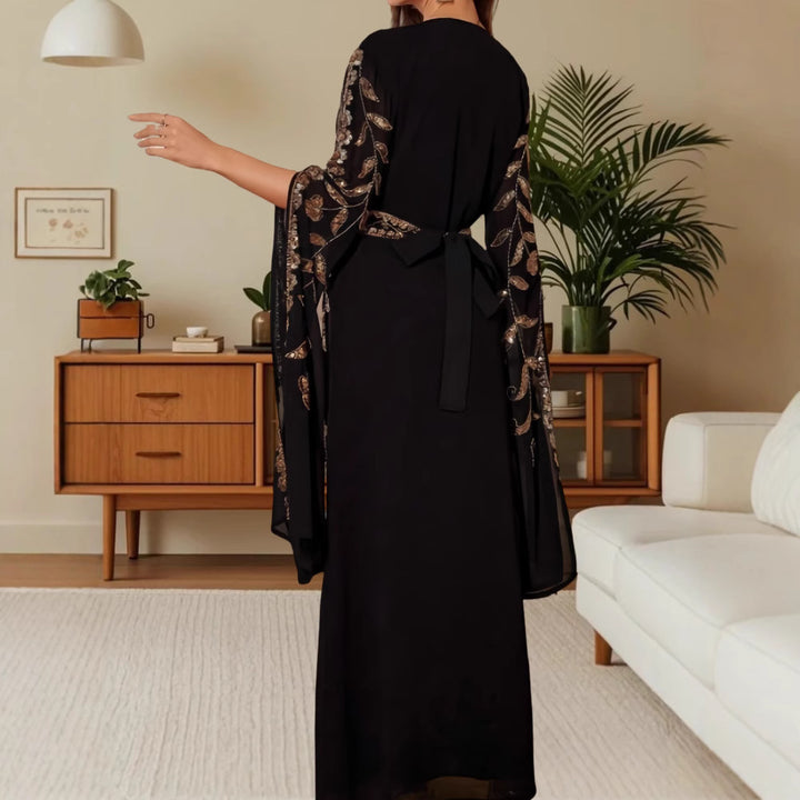 Damen Elegante Kaftan-Kleid mit aufwendigen Stickereien und fließendem Schnitt Drune