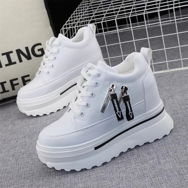 Damen Sportliche Sneaker mit Plateau und Reißverschluss Drune
