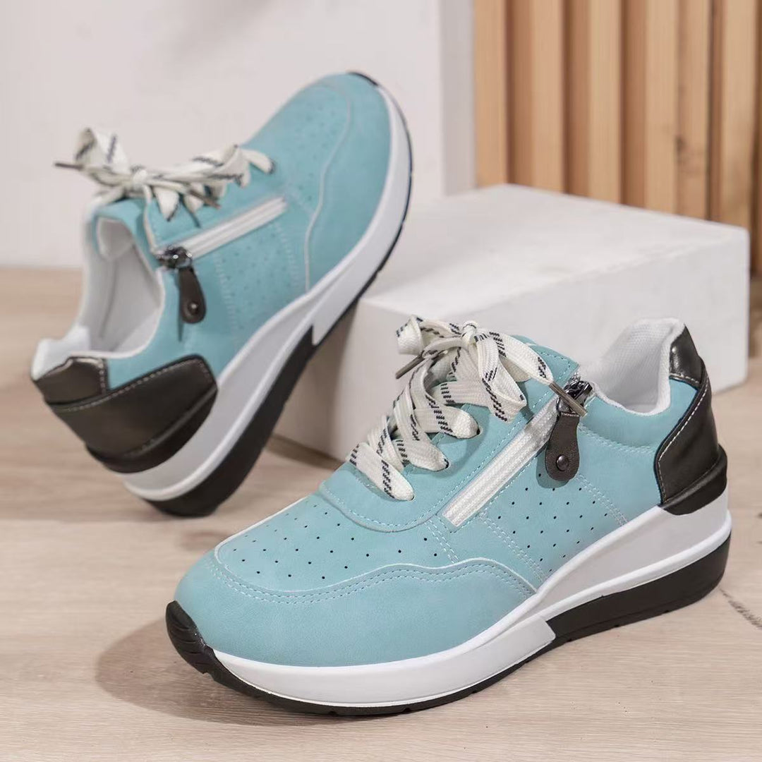 Damen Komfortable Sneakers mit modischem Reißverschluss und atmungsaktiver Sohle Drune