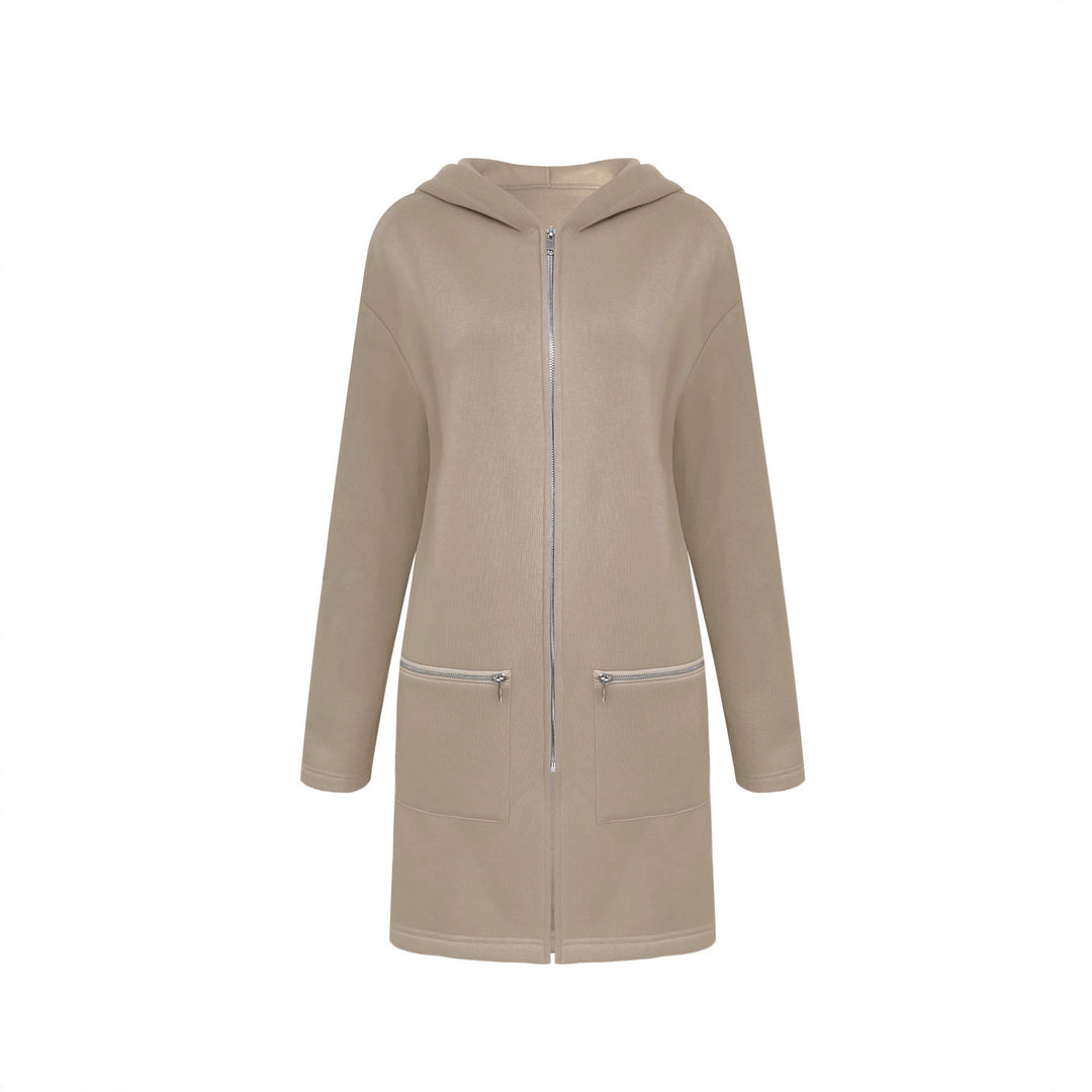 Damen lässige Langjacke mit praktischem Reißverschluss und seitlichen Taschen Drune