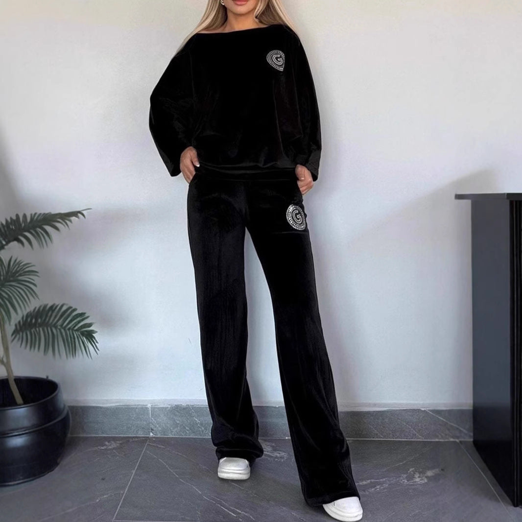 Damen Casual Velvet Loungewear-Set mit weichem Schnitt Drune