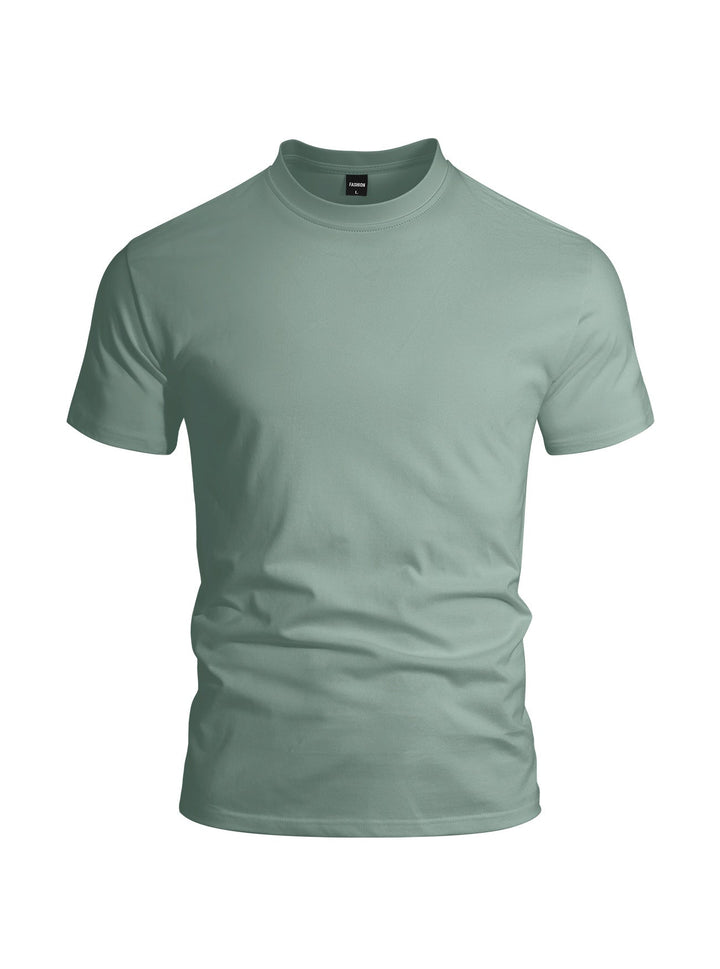Herren nan eng anliegendes Rundhals-Basicshirt aus Singlejersey mit verstärktem Nackenband Drune