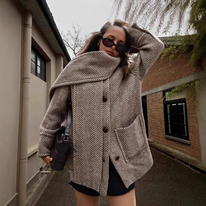 Damen Luxus Oversized-Jacke mit strukturiertem Design Drune