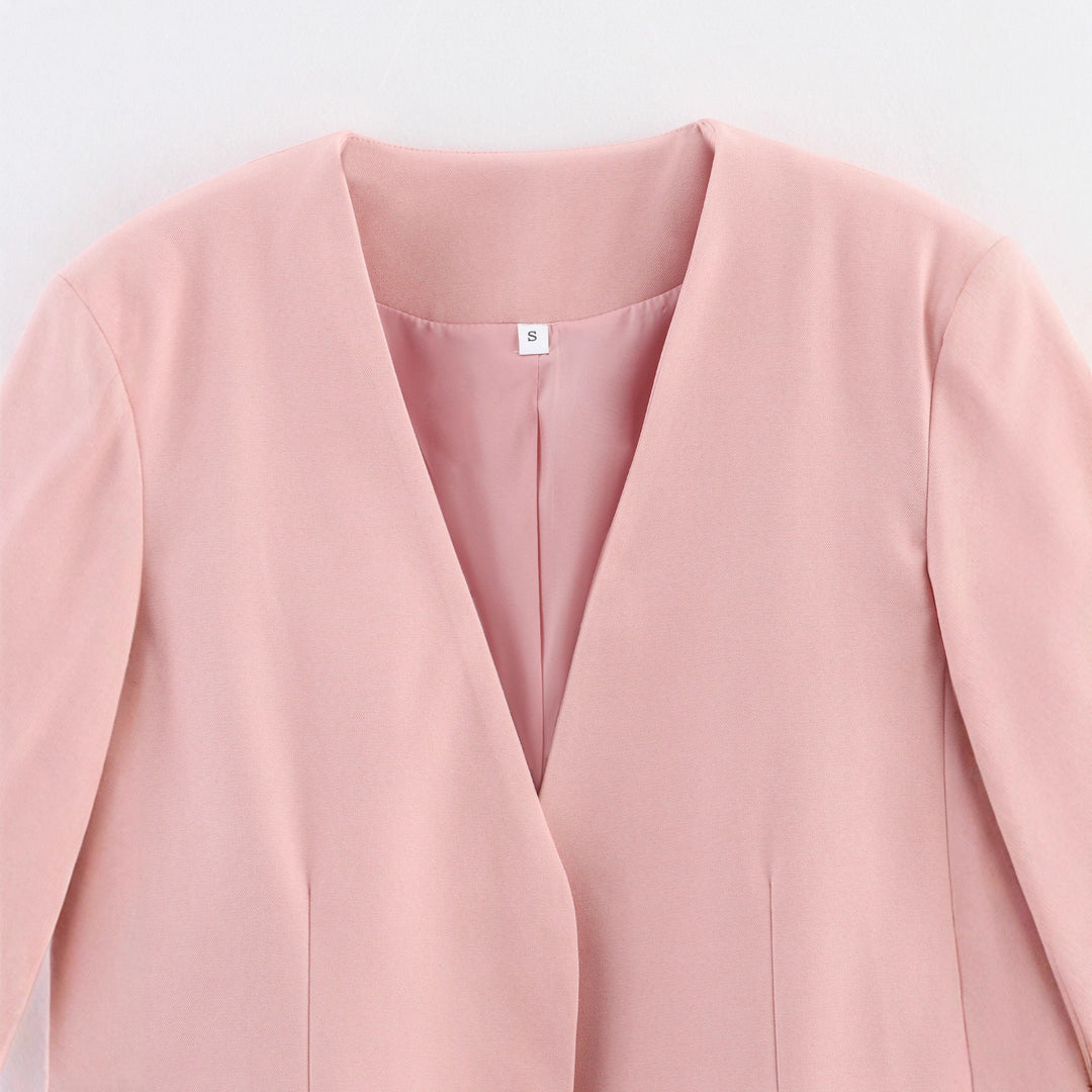 Damen elegante Blazerjacke mit schmalem Schnitt und praktischen Taschen Drune