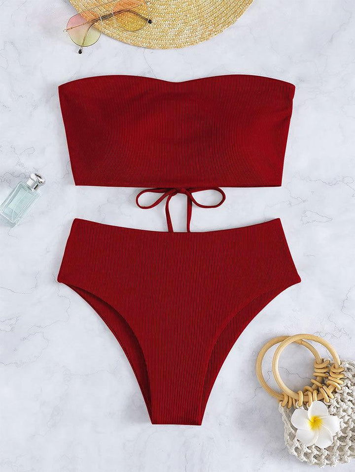 Damen Bandeau-Bikini mit verstellbarem Höschen und raffiniertem Design Drune