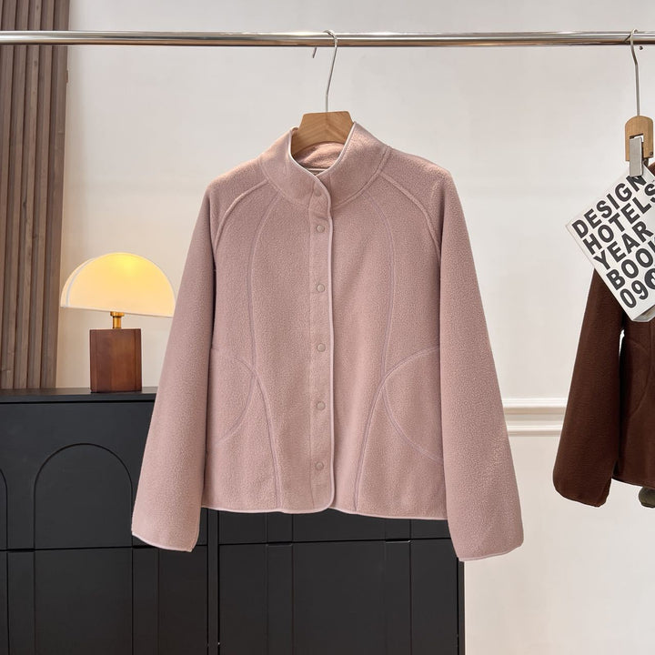 Damen Fleecejacke mit hohem Kragen und Druckknöpfen Drune