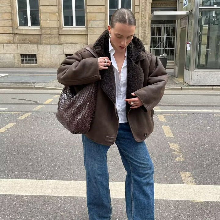 Damen Modische Übergangsjacke mit weichem Fleece-Innenfutter und schickem Revers Drune