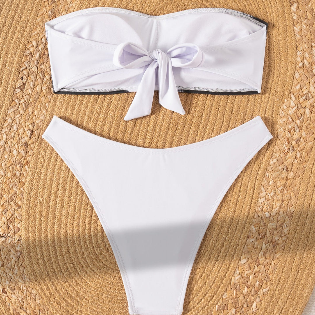 Damen Bandeau Bikini mit modischem Grafikdesign Drune