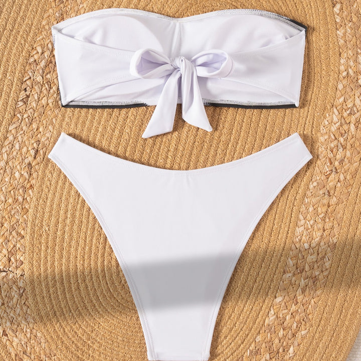 Damen Bandeau Bikini mit modischem Grafikdesign Drune