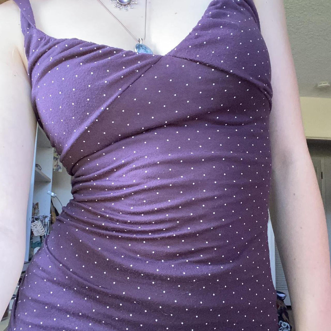 Damen Spaghetti-Trägertop mit elegantem Wickeldesign und Polka-Dots Drune