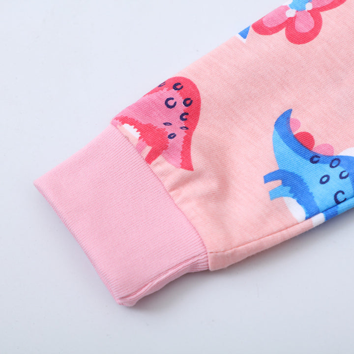 Mädchen Baumwollkleid mit fröhlichen Dinosaurier-Motiven Drune
