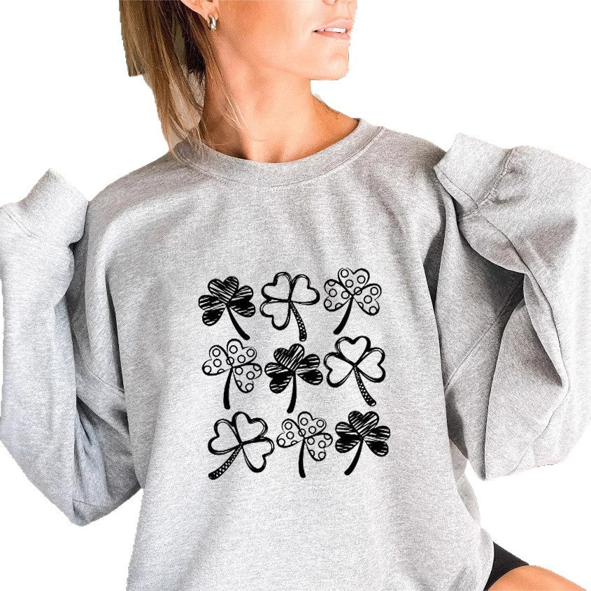 Damen Sweatshirt mit verspieltem Kleeblatt-Motiv Drune