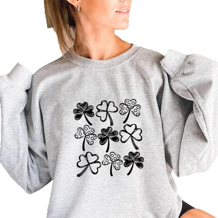 Damen Sweatshirt mit verspieltem Kleeblatt-Motiv Drune