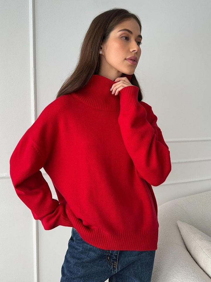 Damen Pullover mit hochschließendem Kragen und lässigem Schnitt Drune