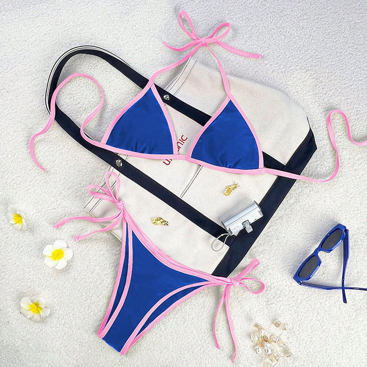 Damen Triangel-Bikini mit kontrastierenden Trägern Drune