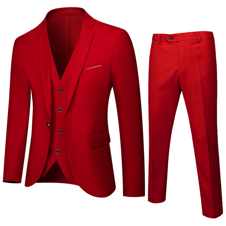 Herren nan dreiteiliges Business-Anzugset mit tailliertem Einreiher-Sakko, schmal geschnittener Weste und elegant geschnittener Anzughose Drune