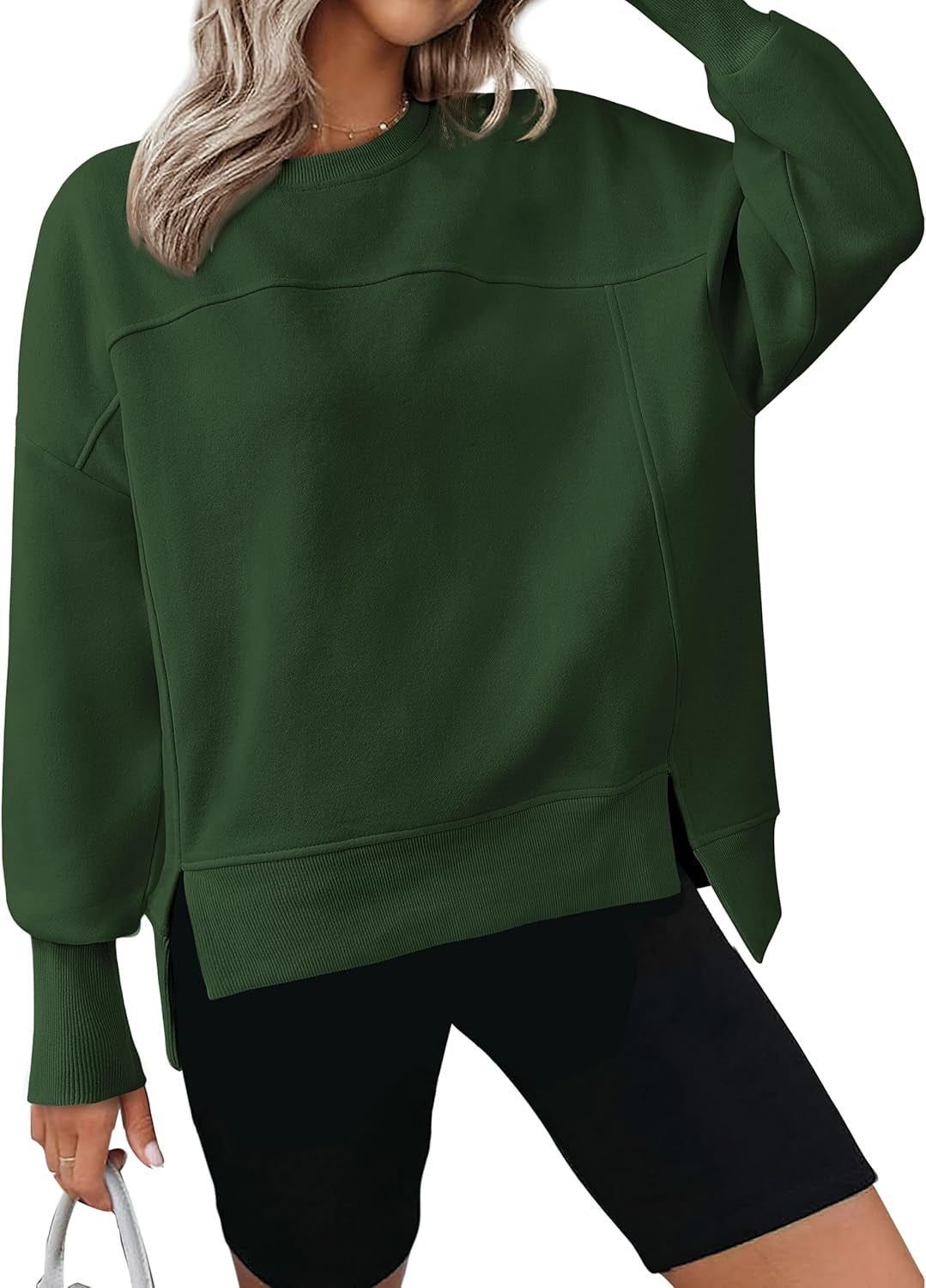 Damen lässiger Oversized Pullover mit modischen Seitenschlitzen und sanfter Textur Drune