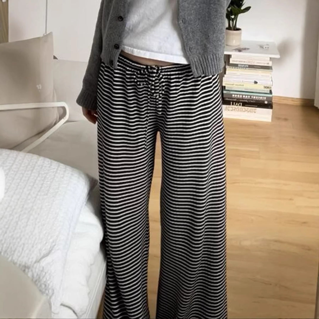 Damen Lässige Lounge-Hosen mit elastischem Bund und feinem Streifenmuster Drune
