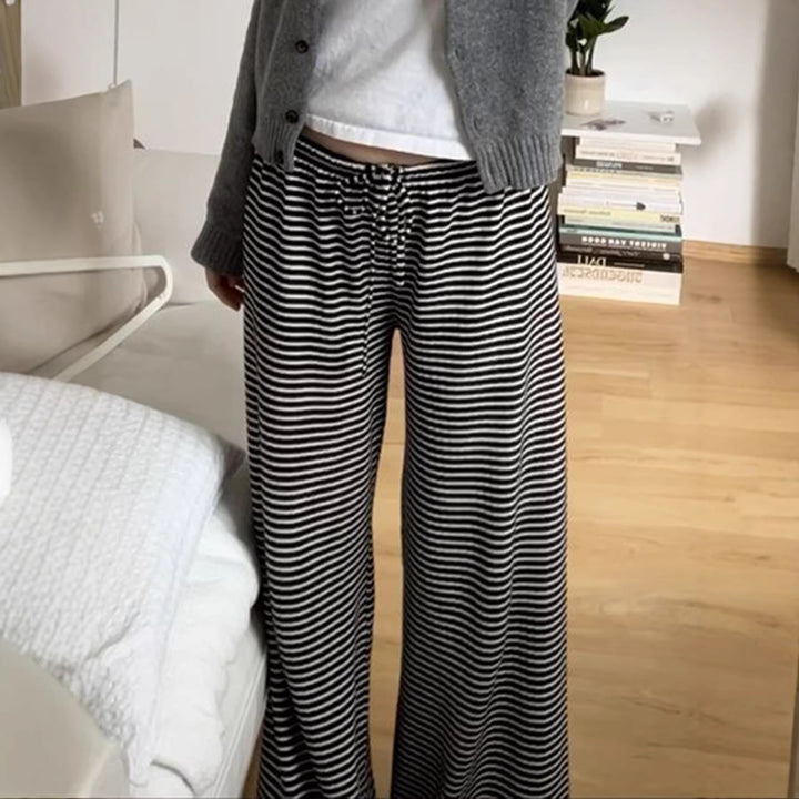 Damen Lässige Lounge-Hosen mit elastischem Bund und feinem Streifenmuster Drune