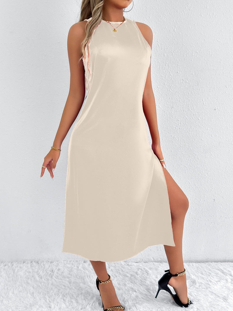 Damen Maxikleid mit tiefem Schlitz und schickem Racerback Drune