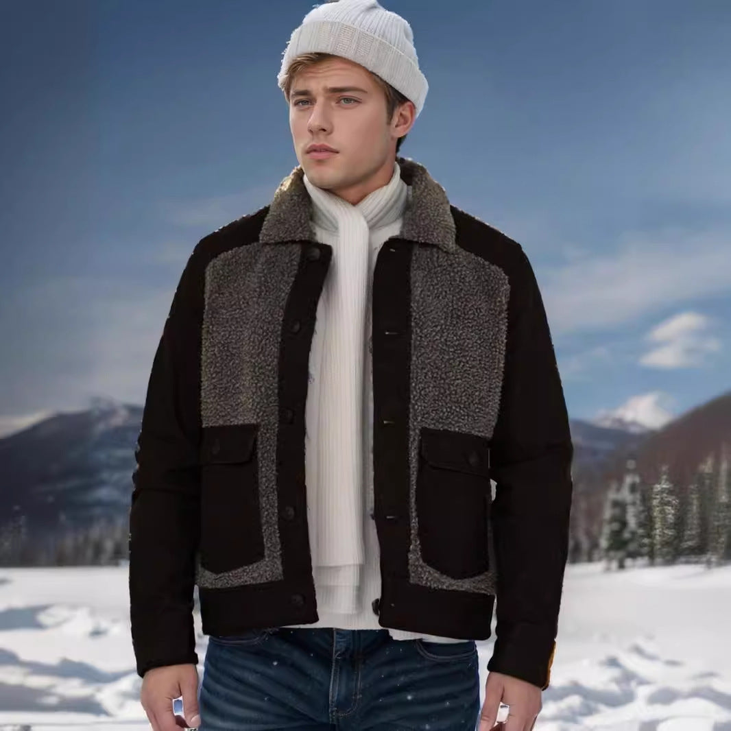 Herren lässige Jacke mit kontrastierendem Fleece-Einsatz Drune
