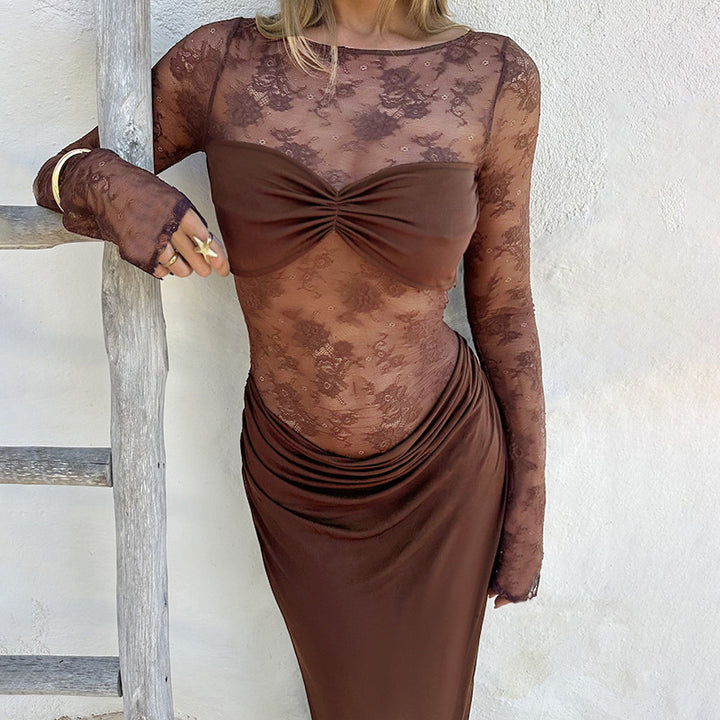 Damen Spitzenkleid mit figurbetontem Schnitt und eleganten Details Drune