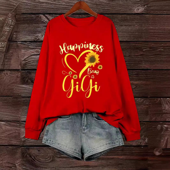 Damen Sweatshirt mit voluminösen Ärmeln und fröhlichem Motiv Drune