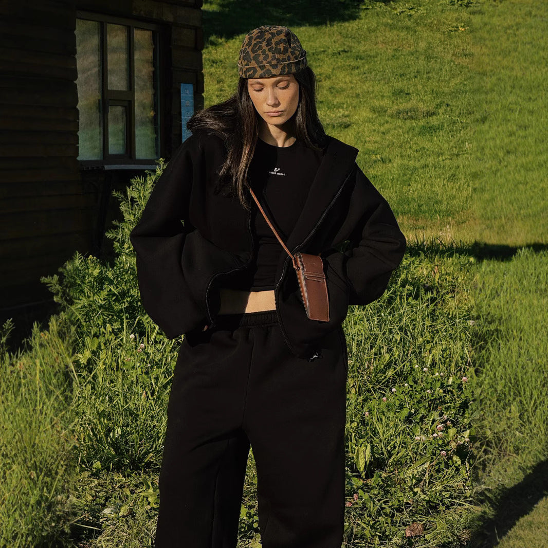 Damen Hochwertiger Fleece-Kapuzenjacke Drune
