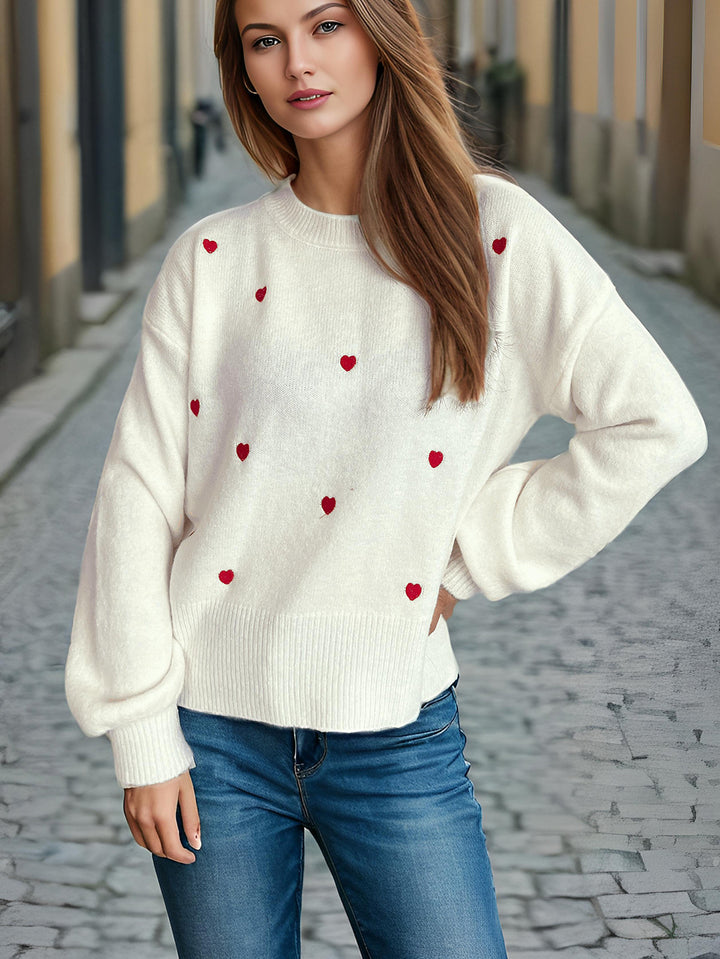 Damen Pullover mit verspieltem Herzdesign Drune