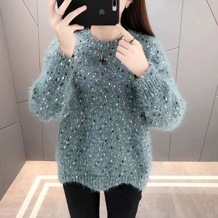 Damen Flauschiger Pulli mit einzigartigem Strukturdesign und funkelnden Akzenten Drune